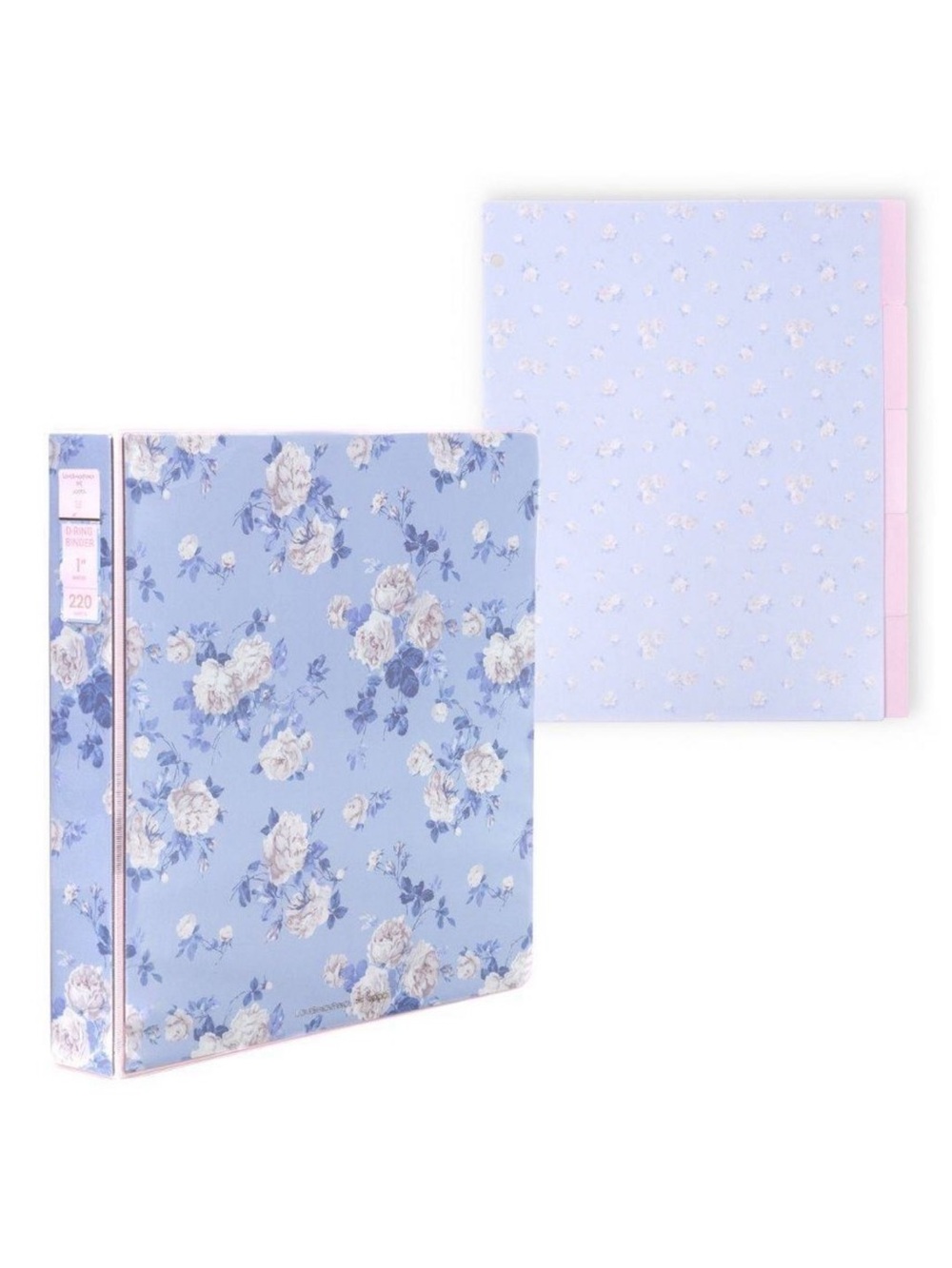 LoveShackFancy Blue Floral 3-Ring Binder with 5 tab folder dividers included
